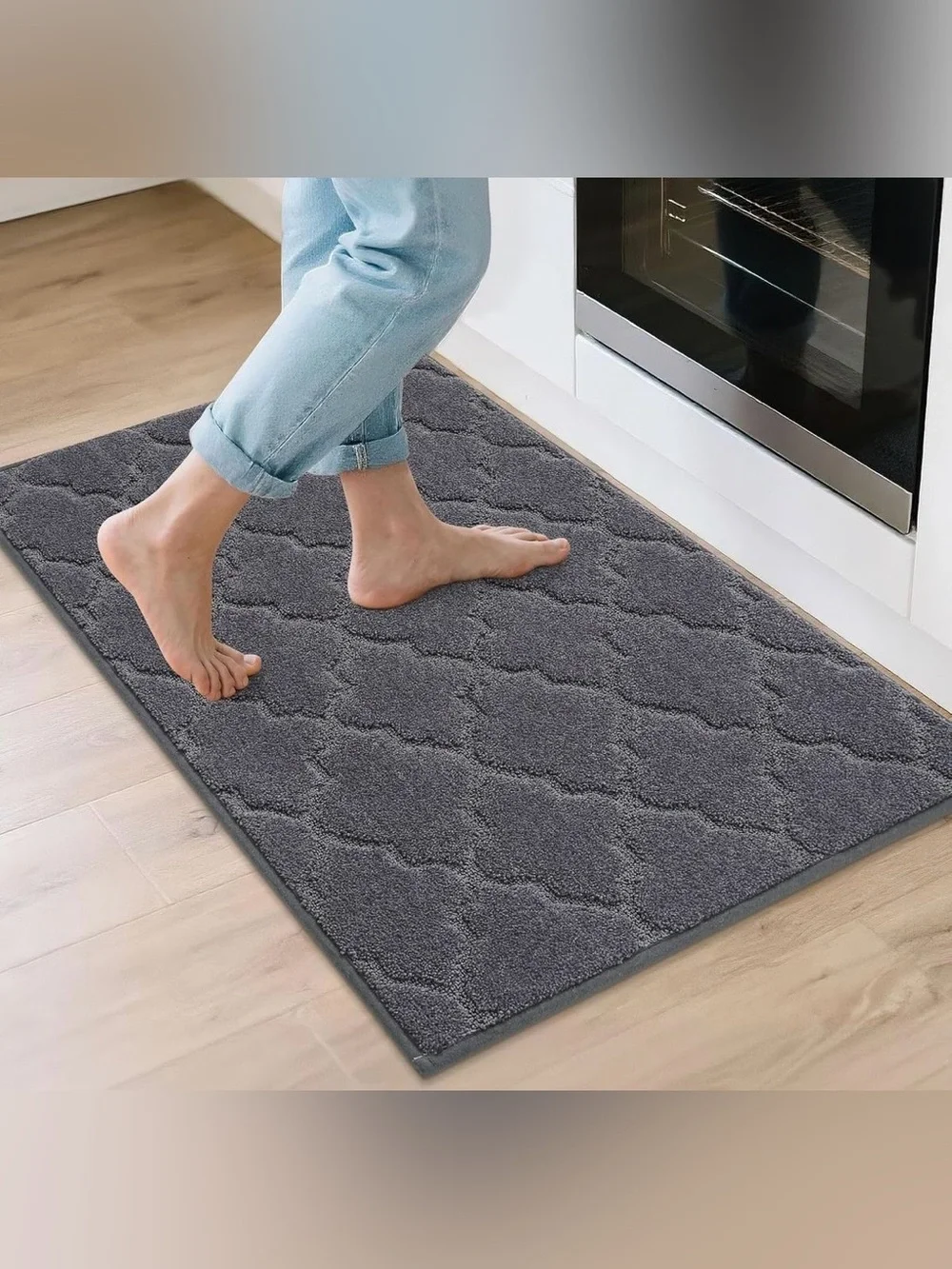 Cosy Homeer Plush Gray Bath Mat - Soft Microfiber Kitchen & Bathroom Rug 24”x36”